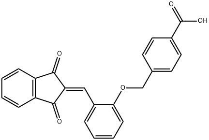 4-({2-[(1,3-dioxo-1,3-dihydro-2H-inden-2-ylidene)methyl]phenoxy}methyl)benzoic acid Struktur
