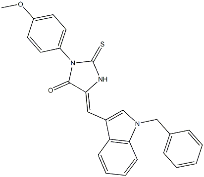 5-[(1-benzyl-1H-indol-3-yl)methylene]-3-(4-methoxyphenyl)-2-thioxo-4-imidazolidinone Struktur