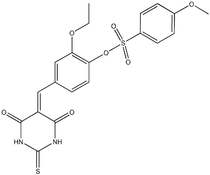 4-[(4,6-dioxo-2-thioxotetrahydro-5(2H)-pyrimidinylidene)methyl]-2-ethoxyphenyl 4-methoxybenzenesulfonate Struktur