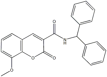 N-benzhydryl-8-methoxy-2-oxo-2H-chromene-3-carboxamide Struktur