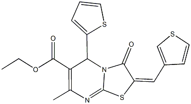 ethyl 7-methyl-3-oxo-5-(2-thienyl)-2-(3-thienylmethylene)-2,3-dihydro-5H-[1,3]thiazolo[3,2-a]pyrimidine-6-carboxylate Struktur