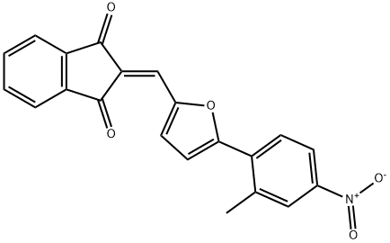 2-[(5-{4-nitro-2-methylphenyl}-2-furyl)methylene]-1H-indene-1,3(2H)-dione Struktur