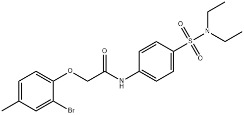 2-(2-bromo-4-methylphenoxy)-N-{4-[(diethylamino)sulfonyl]phenyl}acetamide Struktur