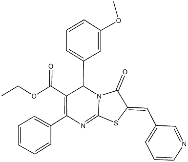 ethyl 5-(3-methoxyphenyl)-3-oxo-7-phenyl-2-(3-pyridinylmethylene)-2,3-dihydro-5H-[1,3]thiazolo[3,2-a]pyrimidine-6-carboxylate Struktur