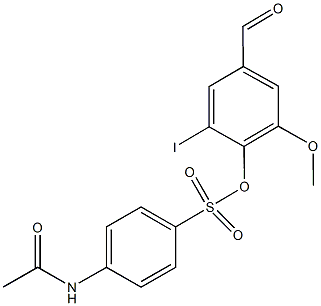 4-formyl-2-iodo-6-methoxyphenyl 4-(acetylamino)benzenesulfonate Struktur