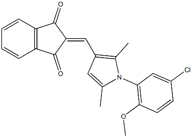 2-{[1-(5-chloro-2-methoxyphenyl)-2,5-dimethyl-1H-pyrrol-3-yl]methylene}-1H-indene-1,3(2H)-dione Struktur