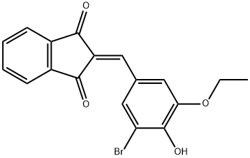 2-(3-bromo-5-ethoxy-4-hydroxybenzylidene)-1H-indene-1,3(2H)-dione Struktur