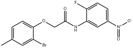 2-(2-bromo-4-methylphenoxy)-N-{2-fluoro-5-nitrophenyl}acetamide Struktur