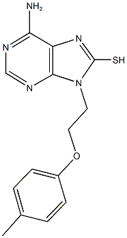 6-amino-9-[2-(4-methylphenoxy)ethyl]-9H-purin-8-yl hydrosulfide Struktur