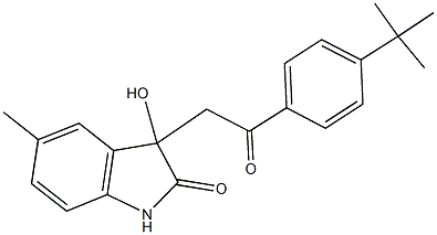 3-[2-(4-tert-butylphenyl)-2-oxoethyl]-3-hydroxy-5-methyl-1,3-dihydro-2H-indol-2-one Struktur