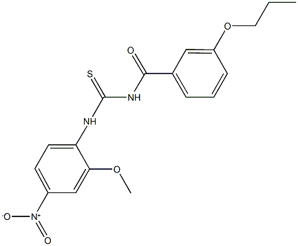 N-{4-nitro-2-methoxyphenyl}-N'-(3-propoxybenzoyl)thiourea Struktur