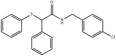 N-(4-chlorobenzyl)-2-phenyl-2-(phenylsulfanyl)acetamide Struktur