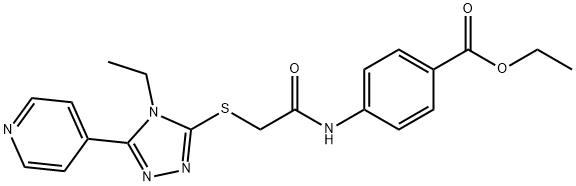 ethyl 4-[({[4-ethyl-5-(4-pyridinyl)-4H-1,2,4-triazol-3-yl]sulfanyl}acetyl)amino]benzoate Struktur