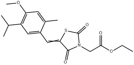 ethyl [5-(5-isopropyl-4-methoxy-2-methylbenzylidene)-2,4-dioxo-1,3-thiazolidin-3-yl]acetate Struktur