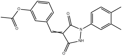 3-{[1-(3,4-dimethylphenyl)-3,5-dioxo-4-pyrazolidinylidene]methyl}phenyl acetate Struktur