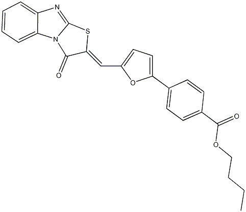 butyl 4-{5-[(3-oxo[1,3]thiazolo[3,2-a]benzimidazol-2(3H)-ylidene)methyl]-2-furyl}benzoate Struktur