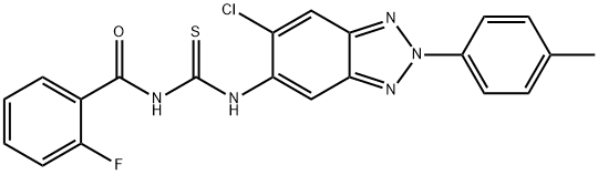 N-[6-chloro-2-(4-methylphenyl)-2H-1,2,3-benzotriazol-5-yl]-N'-(2-fluorobenzoyl)thiourea Struktur