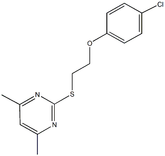 2-{[2-(4-chlorophenoxy)ethyl]sulfanyl}-4,6-dimethylpyrimidine Struktur