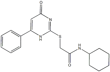 N-cyclohexyl-2-[(4-oxo-6-phenyl-1,4-dihydro-2-pyrimidinyl)sulfanyl]acetamide Struktur