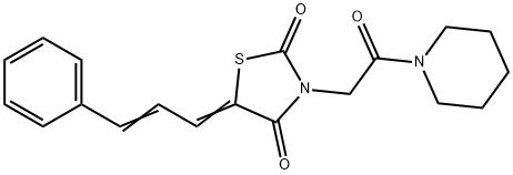 3-[2-oxo-2-(1-piperidinyl)ethyl]-5-(3-phenyl-2-propenylidene)-1,3-thiazolidine-2,4-dione Struktur