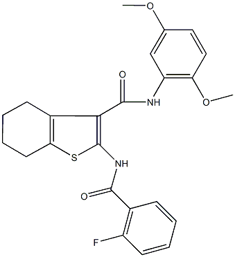 N-(2,5-dimethoxyphenyl)-2-[(2-fluorobenzoyl)amino]-4,5,6,7-tetrahydro-1-benzothiophene-3-carboxamide Struktur