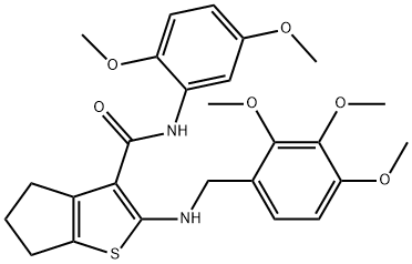 N-(2,5-dimethoxyphenyl)-2-[(2,3,4-trimethoxybenzyl)amino]-5,6-dihydro-4H-cyclopenta[b]thiophene-3-carboxamide Struktur