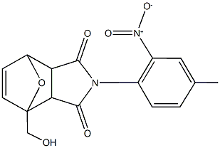 1-(hydroxymethyl)-4-{2-nitro-4-methylphenyl}-10-oxa-4-azatricyclo[5.2.1.0~2,6~]dec-8-ene-3,5-dione Struktur