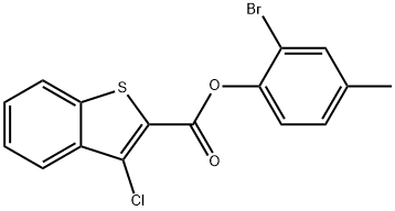 2-bromo-4-methylphenyl 3-chloro-1-benzothiophene-2-carboxylate Struktur