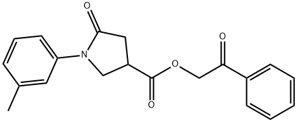 2-oxo-2-phenylethyl 1-(3-methylphenyl)-5-oxo-3-pyrrolidinecarboxylate Struktur