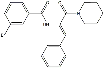 3-bromo-N-[2-phenyl-1-(1-piperidinylcarbonyl)vinyl]benzamide Struktur