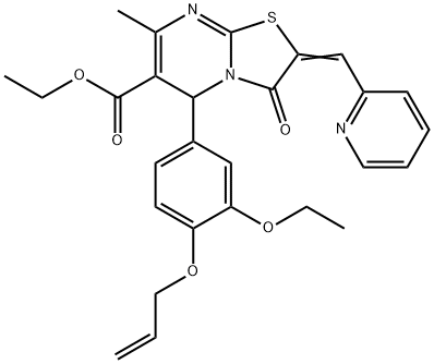 ethyl 5-[4-(allyloxy)-3-ethoxyphenyl]-7-methyl-3-oxo-2-(2-pyridinylmethylene)-2,3-dihydro-5H-[1,3]thiazolo[3,2-a]pyrimidine-6-carboxylate Struktur