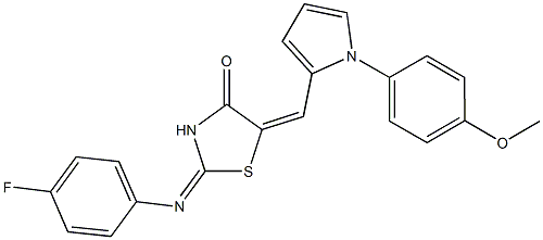 2-[(4-fluorophenyl)imino]-5-{[1-(4-methoxyphenyl)-1H-pyrrol-2-yl]methylene}-1,3-thiazolidin-4-one Struktur