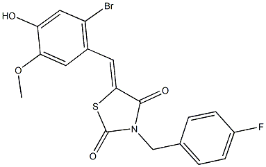 5-(2-bromo-4-hydroxy-5-methoxybenzylidene)-3-(4-fluorobenzyl)-1,3-thiazolidine-2,4-dione Struktur