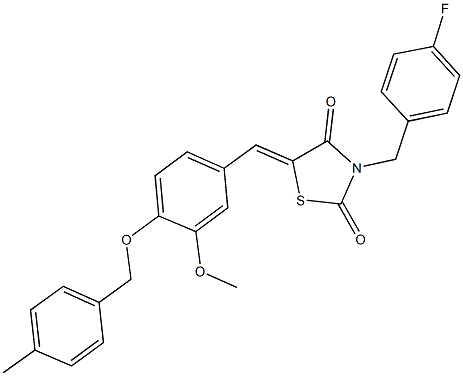 3-(4-fluorobenzyl)-5-{3-methoxy-4-[(4-methylbenzyl)oxy]benzylidene}-1,3-thiazolidine-2,4-dione Struktur