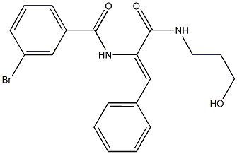 3-bromo-N-(1-{[(3-hydroxypropyl)amino]carbonyl}-2-phenylvinyl)benzamide Struktur