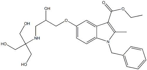 ethyl 1-benzyl-5-(2-hydroxy-3-{[2-hydroxy-1,1-bis(hydroxymethyl)ethyl]amino}propoxy)-2-methyl-1H-indole-3-carboxylate Struktur