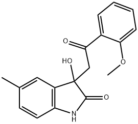 3-hydroxy-3-[2-(2-methoxyphenyl)-2-oxoethyl]-5-methyl-1,3-dihydro-2H-indol-2-one Struktur