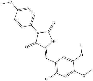 5-(2-chloro-4,5-dimethoxybenzylidene)-3-(4-methoxyphenyl)-2-thioxo-4-imidazolidinone Struktur