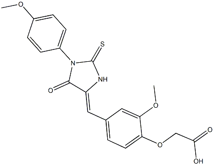 (2-methoxy-4-{[1-(4-methoxyphenyl)-5-oxo-2-thioxo-4-imidazolidinylidene]methyl}phenoxy)acetic acid Struktur