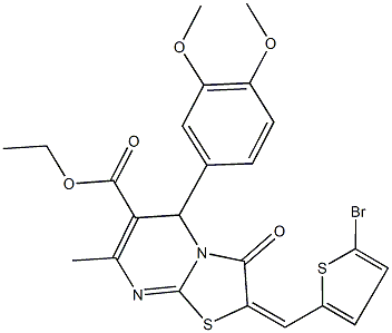 ethyl 2-[(5-bromo-2-thienyl)methylene]-5-(3,4-dimethoxyphenyl)-7-methyl-3-oxo-2,3-dihydro-5H-[1,3]thiazolo[3,2-a]pyrimidine-6-carboxylate Struktur