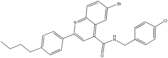 6-bromo-2-(4-butylphenyl)-N-(4-chlorobenzyl)-4-quinolinecarboxamide Struktur