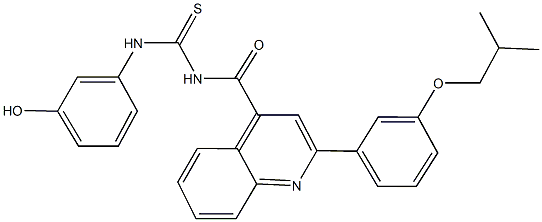 N-(3-hydroxyphenyl)-N'-{[2-(3-isobutoxyphenyl)-4-quinolinyl]carbonyl}thiourea Struktur