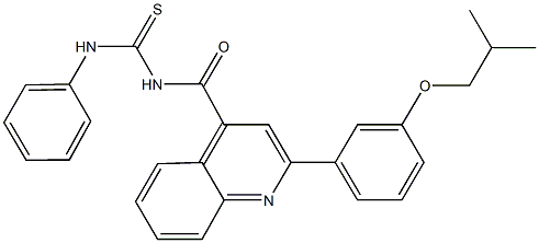 N-{[2-(3-isobutoxyphenyl)-4-quinolinyl]carbonyl}-N'-phenylthiourea Struktur