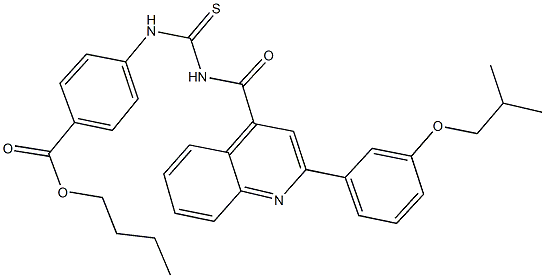 butyl 4-{[({[2-(3-isobutoxyphenyl)-4-quinolinyl]carbonyl}amino)carbothioyl]amino}benzoate Struktur