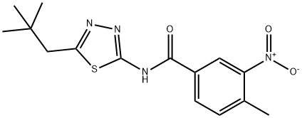 3-nitro-4-methyl-N-(5-neopentyl-1,3,4-thiadiazol-2-yl)benzamide Struktur