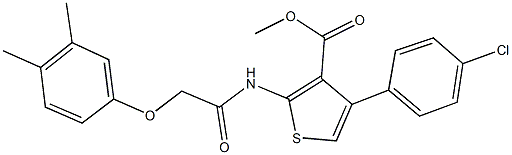 methyl 4-(4-chlorophenyl)-2-{[(3,4-dimethylphenoxy)acetyl]amino}-3-thiophenecarboxylate Struktur