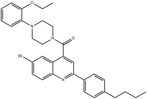 6-bromo-2-(4-butylphenyl)-4-{[4-(2-ethoxyphenyl)-1-piperazinyl]carbonyl}quinoline Struktur