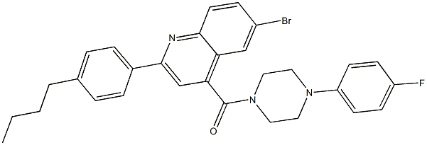 6-bromo-2-(4-butylphenyl)-4-{[4-(4-fluorophenyl)-1-piperazinyl]carbonyl}quinoline Struktur