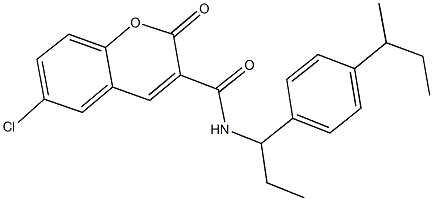 N-[1-(4-sec-butylphenyl)propyl]-6-chloro-2-oxo-2H-chromene-3-carboxamide Struktur