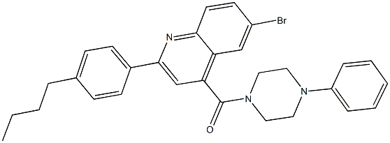 6-bromo-2-(4-butylphenyl)-4-[(4-phenyl-1-piperazinyl)carbonyl]quinoline Struktur